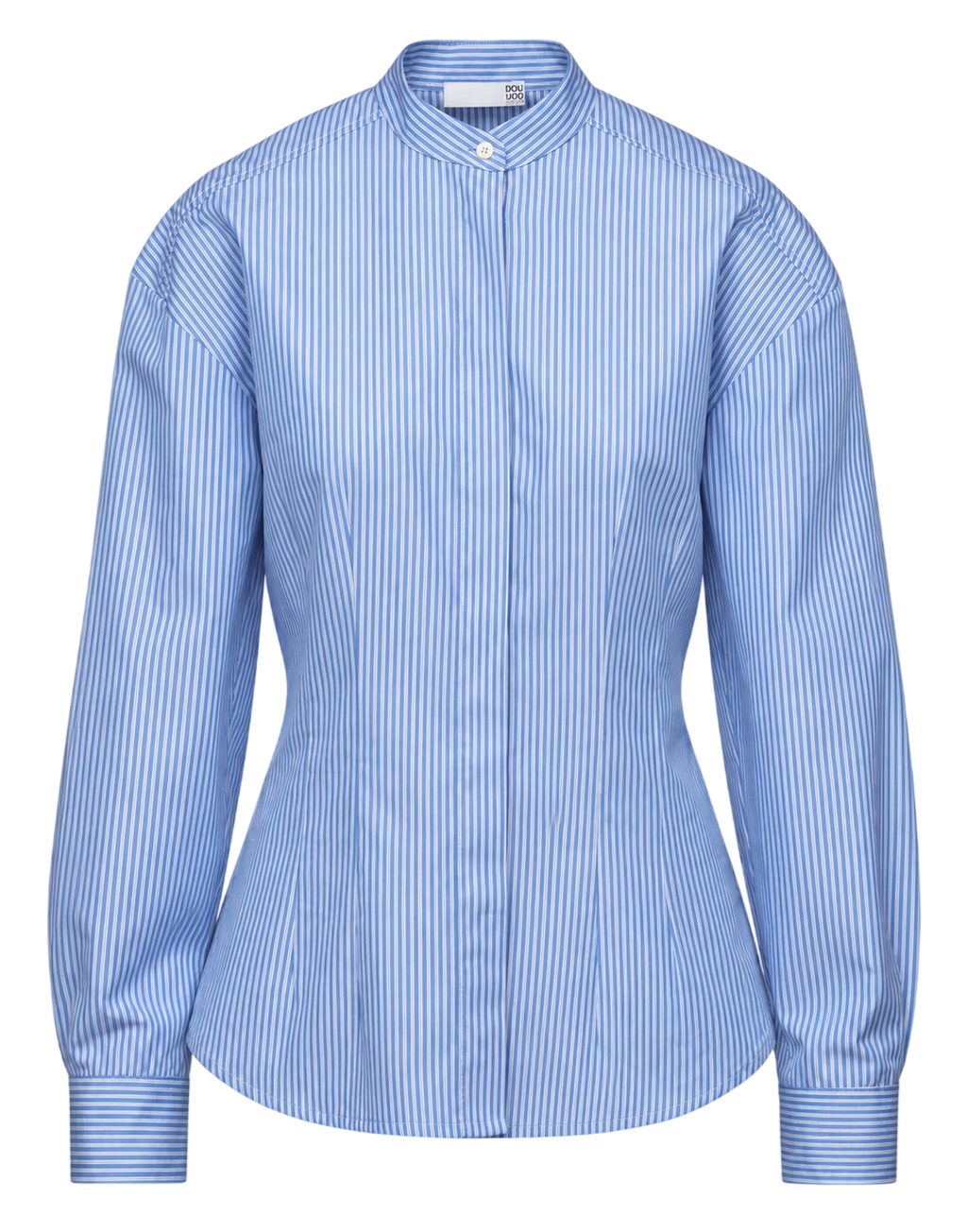 Camicia in Popeline di Cotone a Righe Bianco/Azzurro