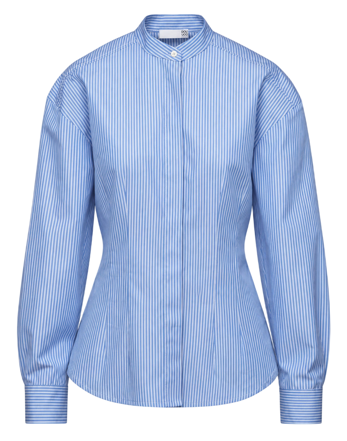 Camicia in Popeline di Cotone a Righe Bianco/Azzurro