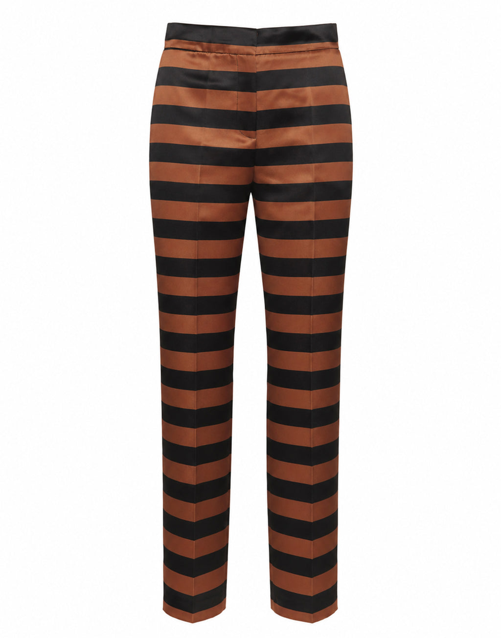 Pantalone Maschile a Sigaretta in Duchesse a Righe Nero/Whisky