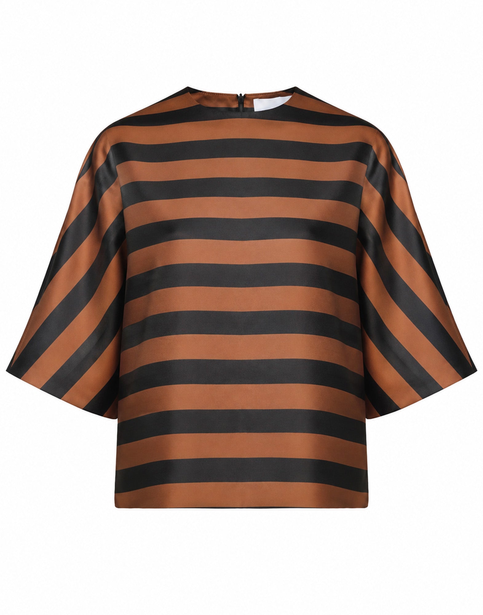 Blusa Kimono in Duchesse Nero/Whisky