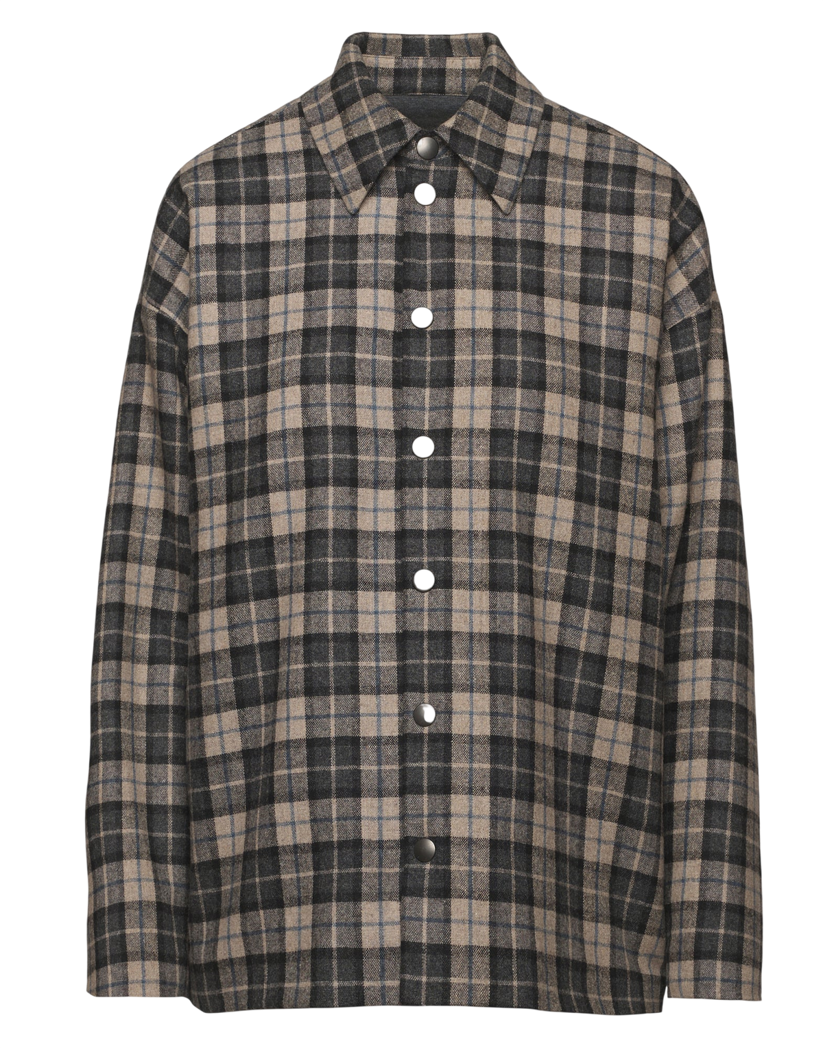 Giacca Camicia Genderless Doppiata in Felpa con Automatici Pomice/Fumo Londra/Tied Blu