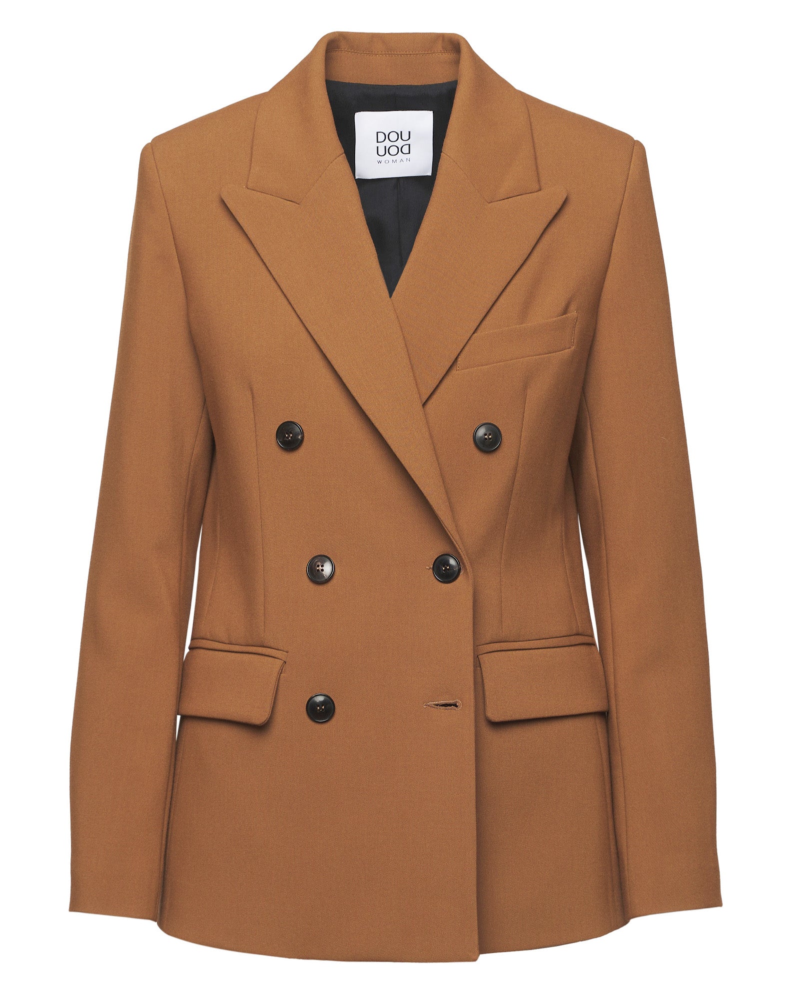 Blazer Doppio Petto in Doppio Crepe Stretch Cannella