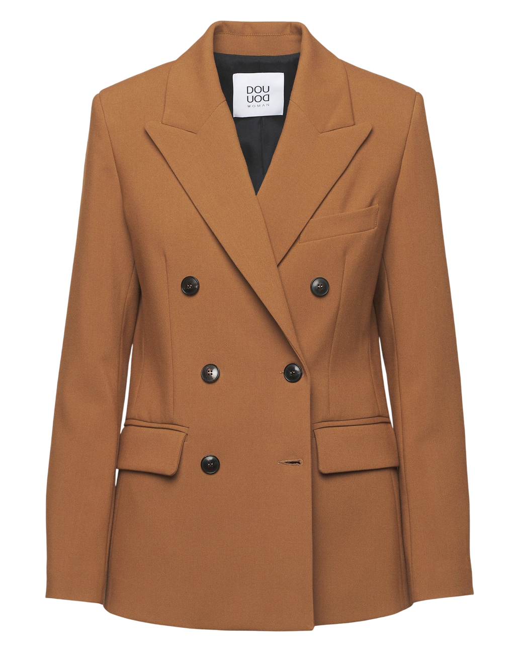 Blazer croisé en double crêpe stretch cannelle