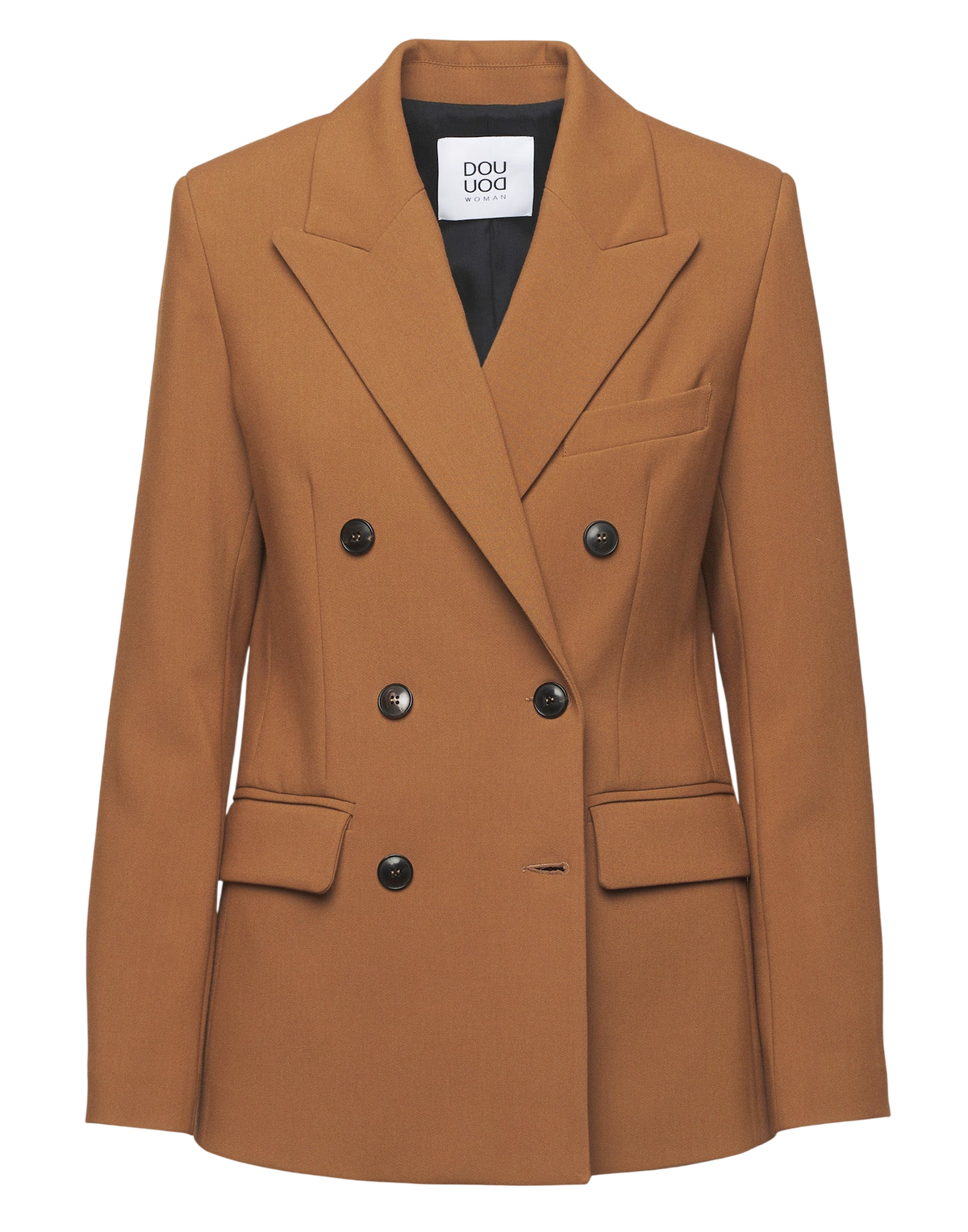 Blazer croisé en double crêpe stretch cannelle