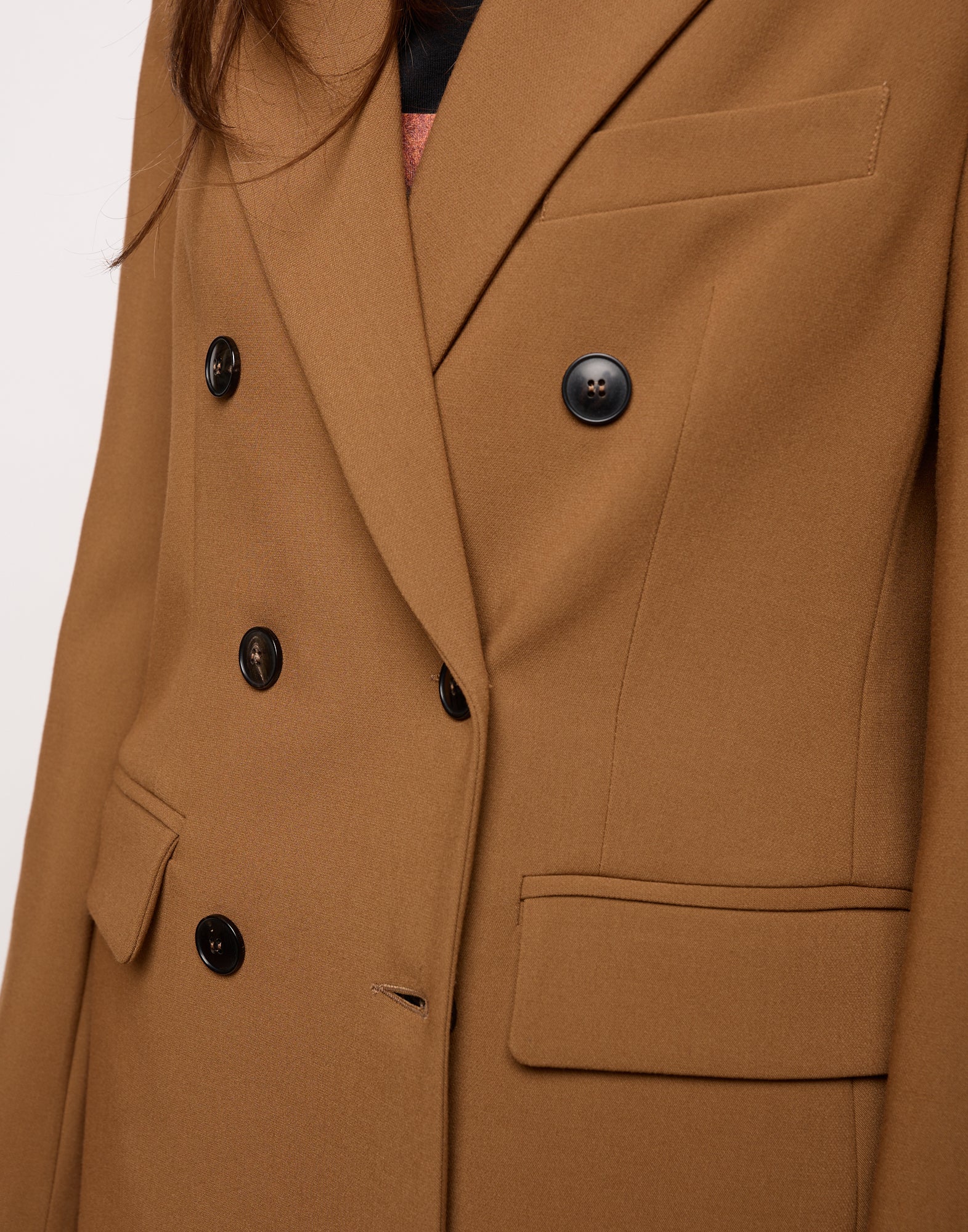 Blazer Doppio Petto in Doppio Crepe Stretch Cannella