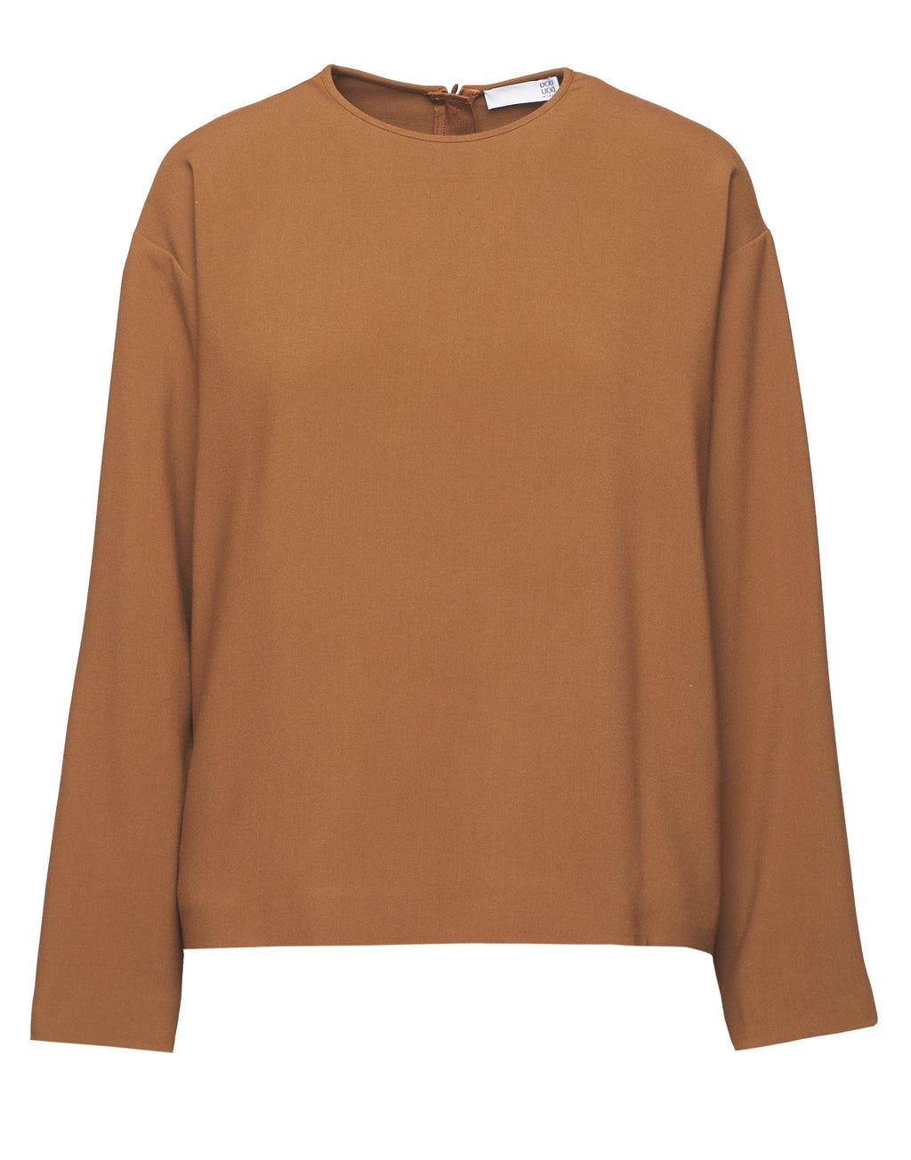 Blusa Scollo Tondo in Doppio Crepe Stretch Cannella