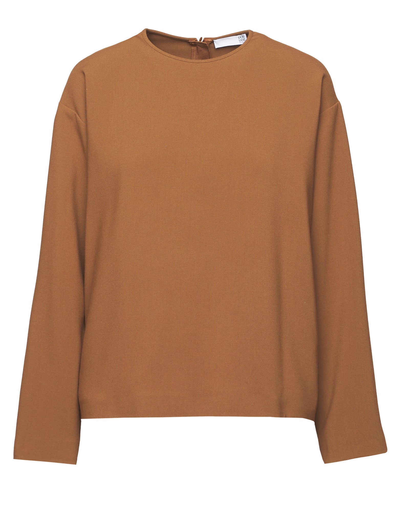 Blusa Scollo Tondo in Doppio Crepe Stretch Cannella