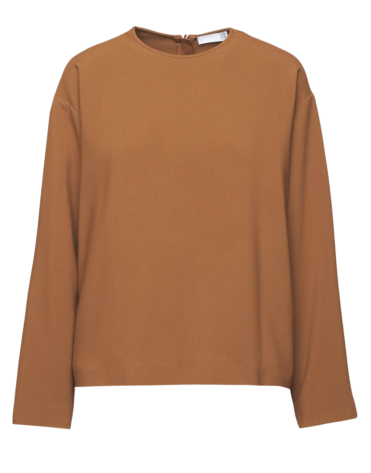 Cinnamon Stretch Double Crepe Round Neck Blouse