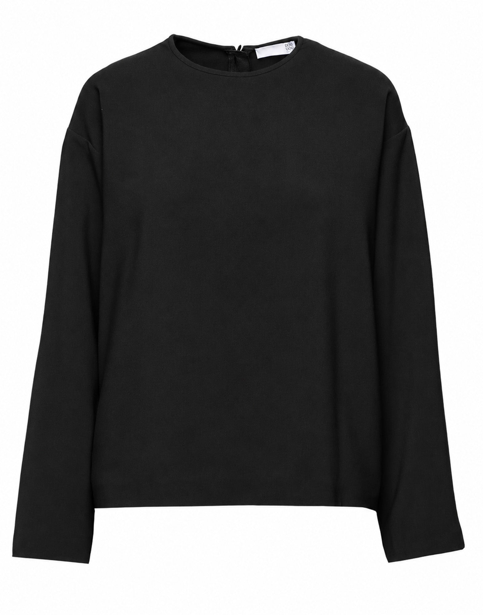 Blusa Scollo Tondo in Doppio Crepe Stretch Nero