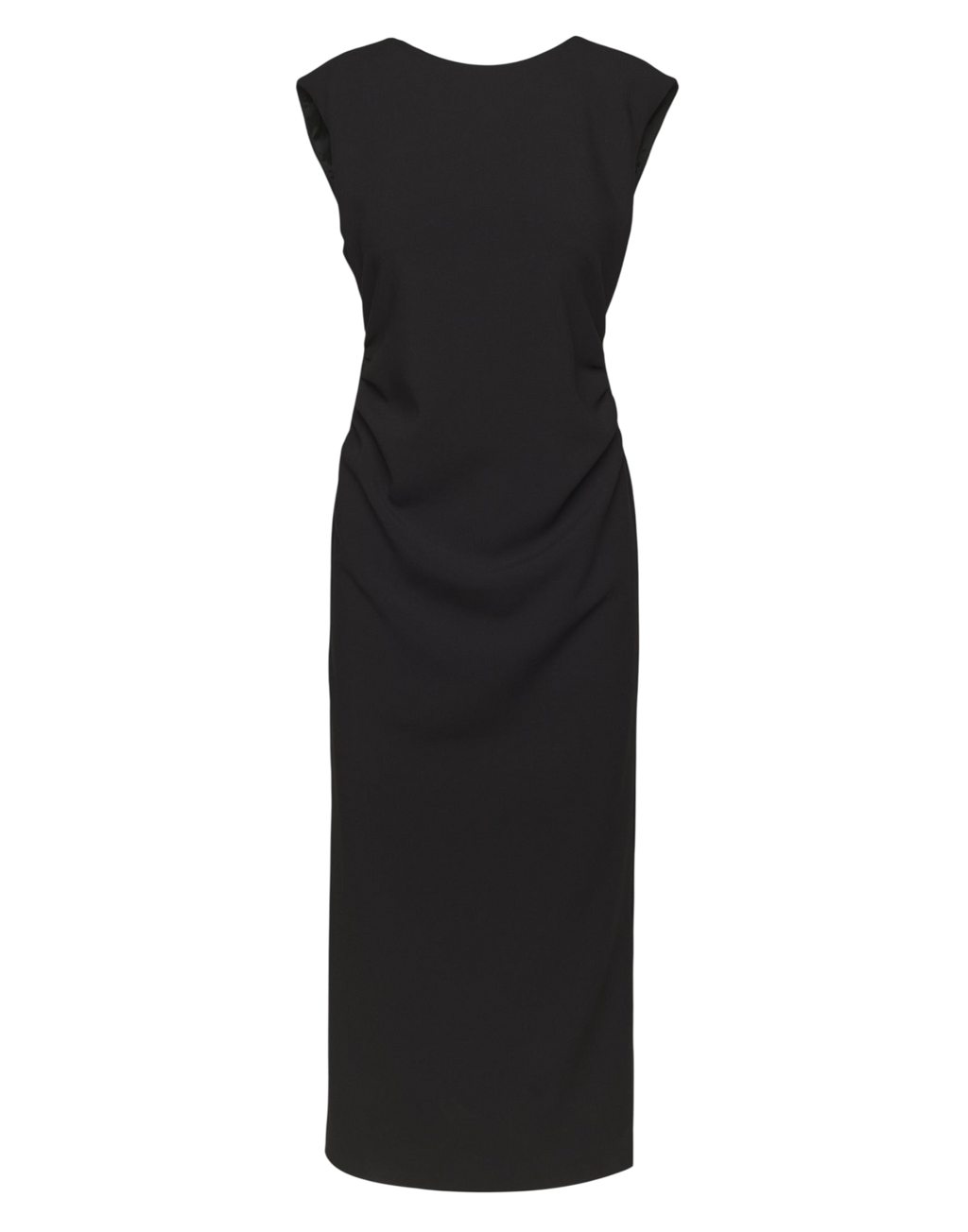Black Stretch Double Crepe Sleeveless Draped Dress