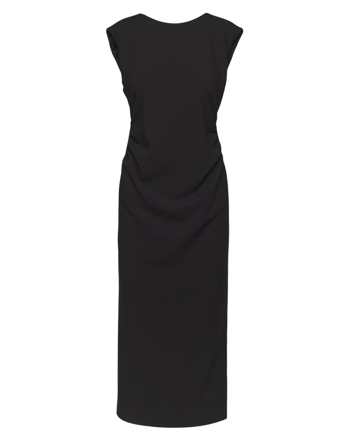 Black Stretch Double Crepe Sleeveless Draped Dress