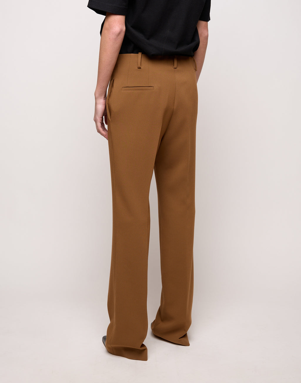 Pantalone Flair in Doppio Crepe Stretch Cannella