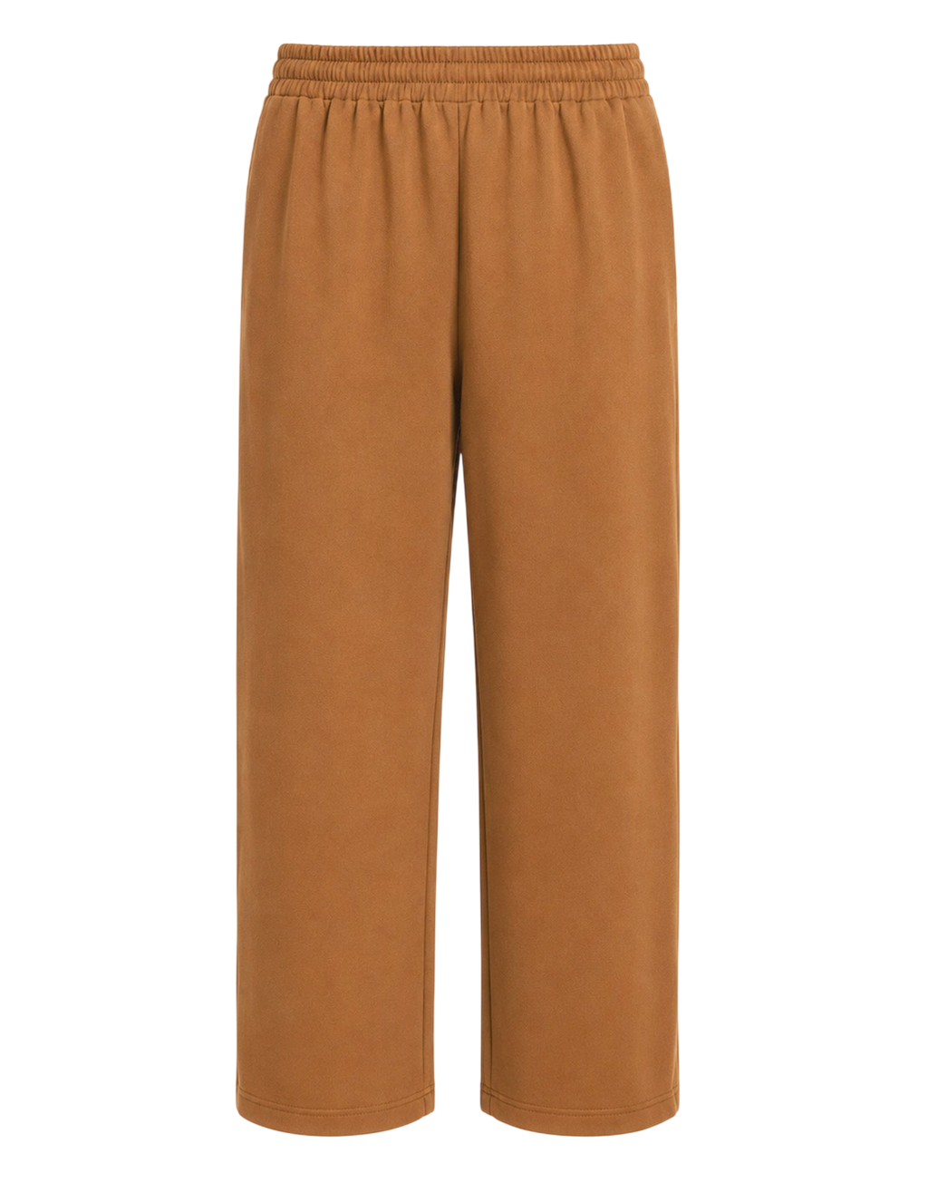Pantalon avec taille élastiquée en double crêpe stretch cannelle