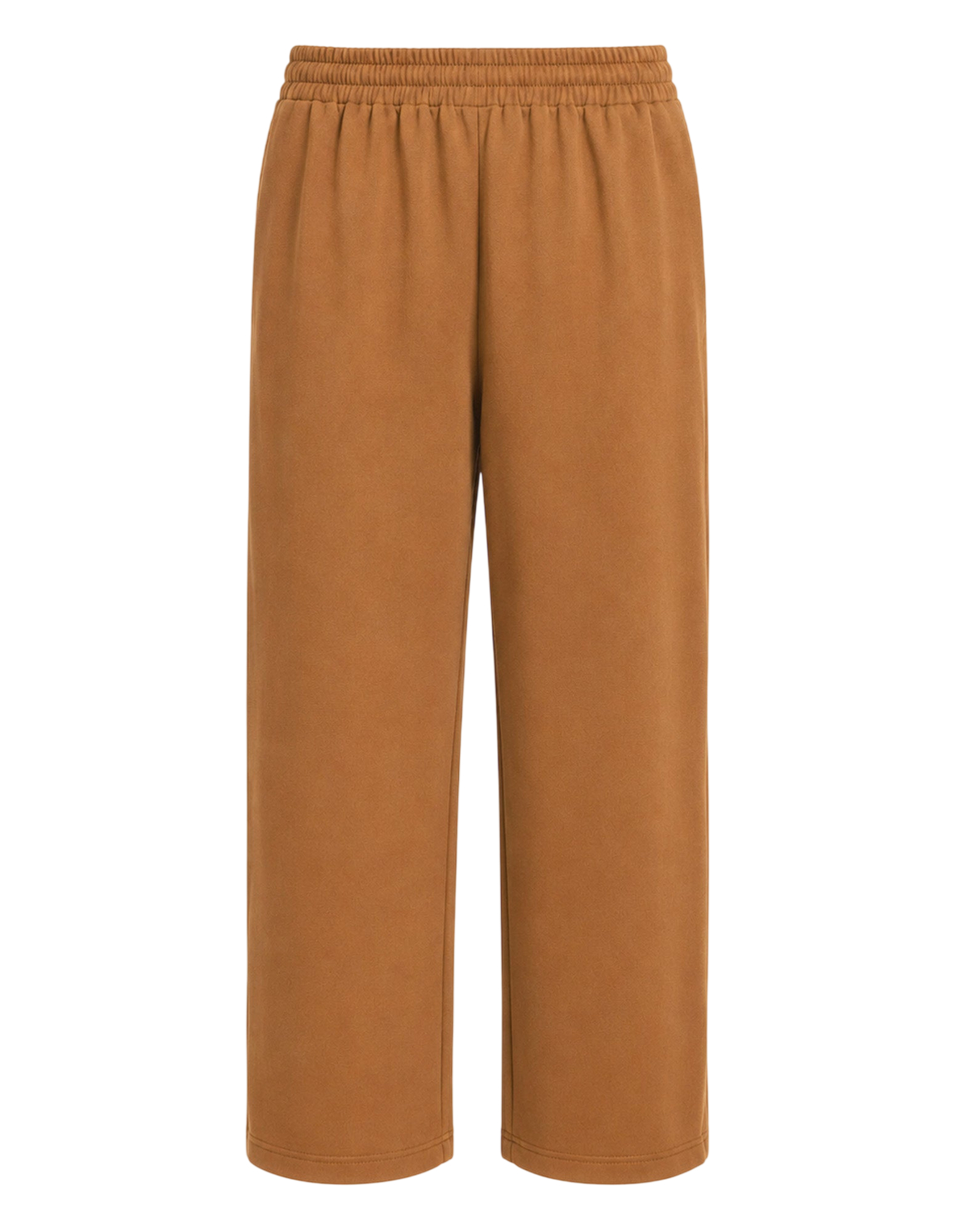 Pantalon avec taille élastiquée en double crêpe stretch cannelle