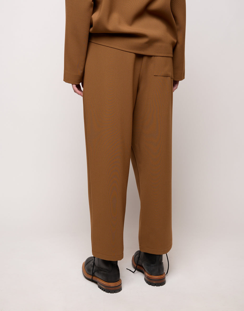Pantalone con Elastico In Vita in Doppio Crepe Stretch Cannella
