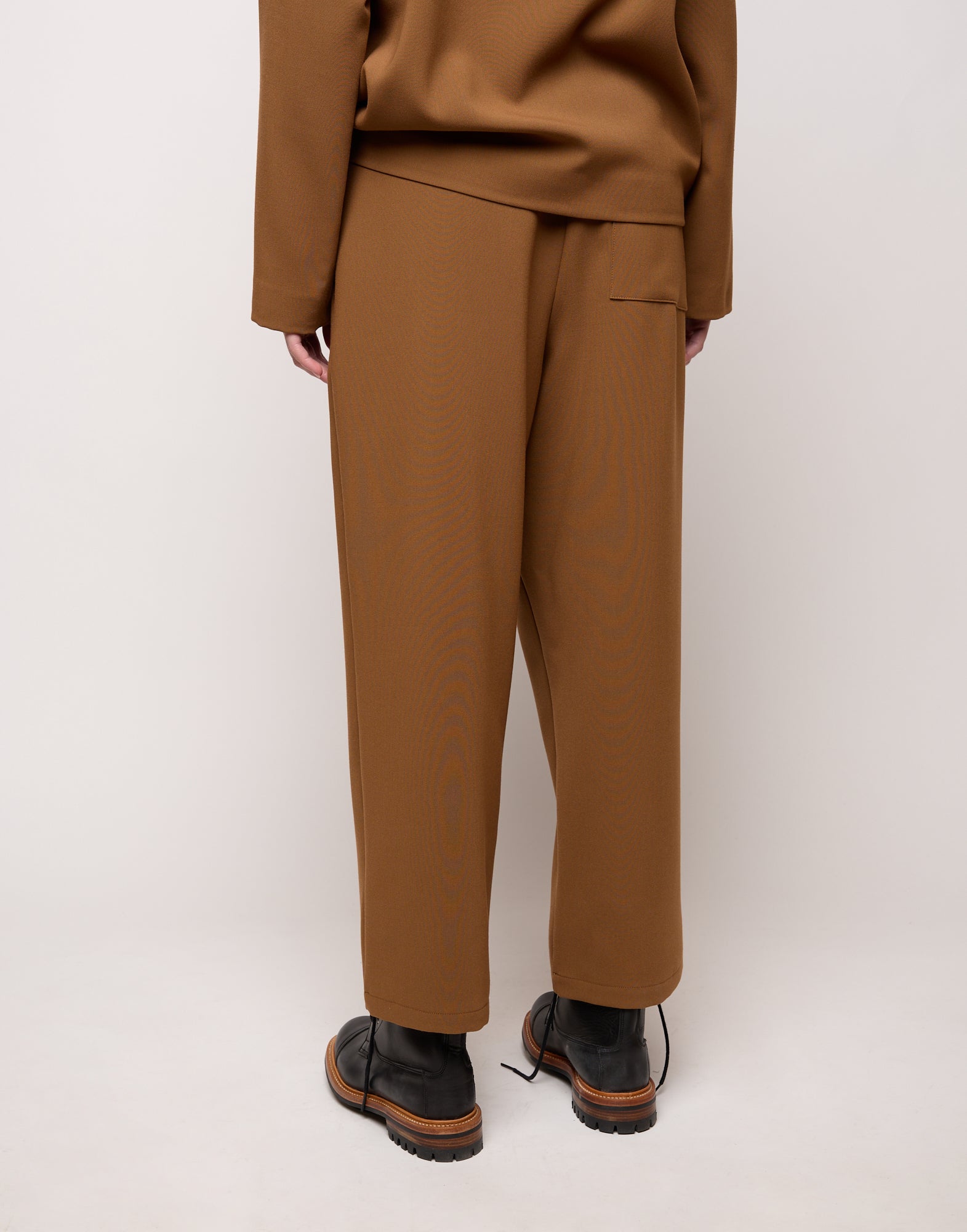 Pantalone con Elastico In Vita in Doppio Crepe Stretch Cannella