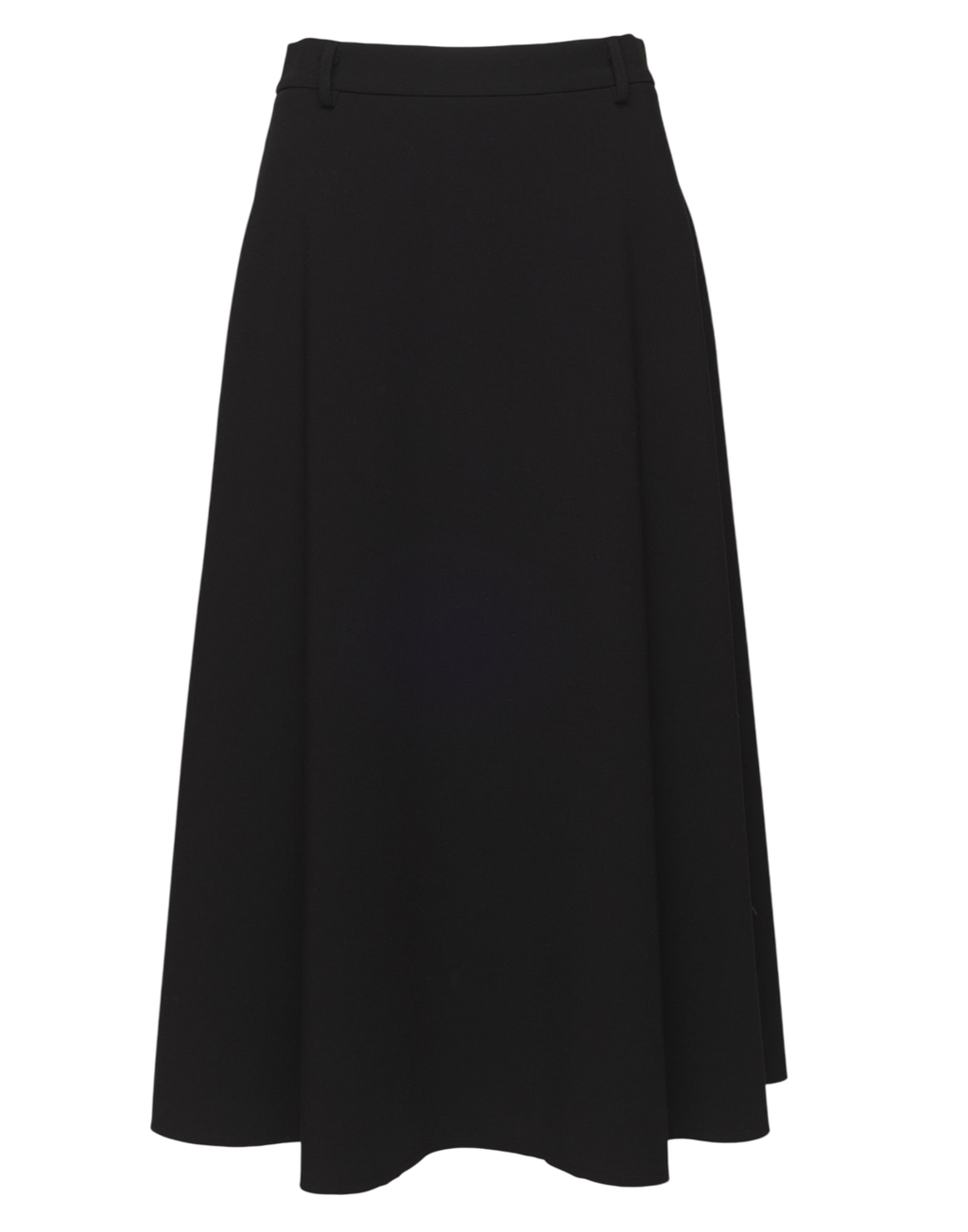 Jupe midi évasée à plis en double crêpe stretch noir