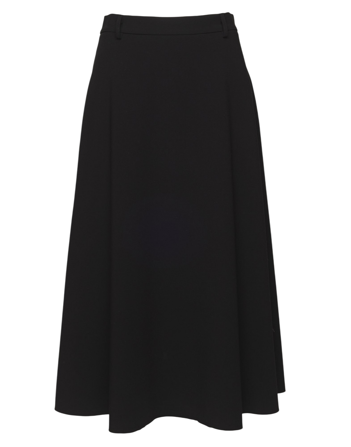 Jupe midi évasée à plis en double crêpe stretch noir