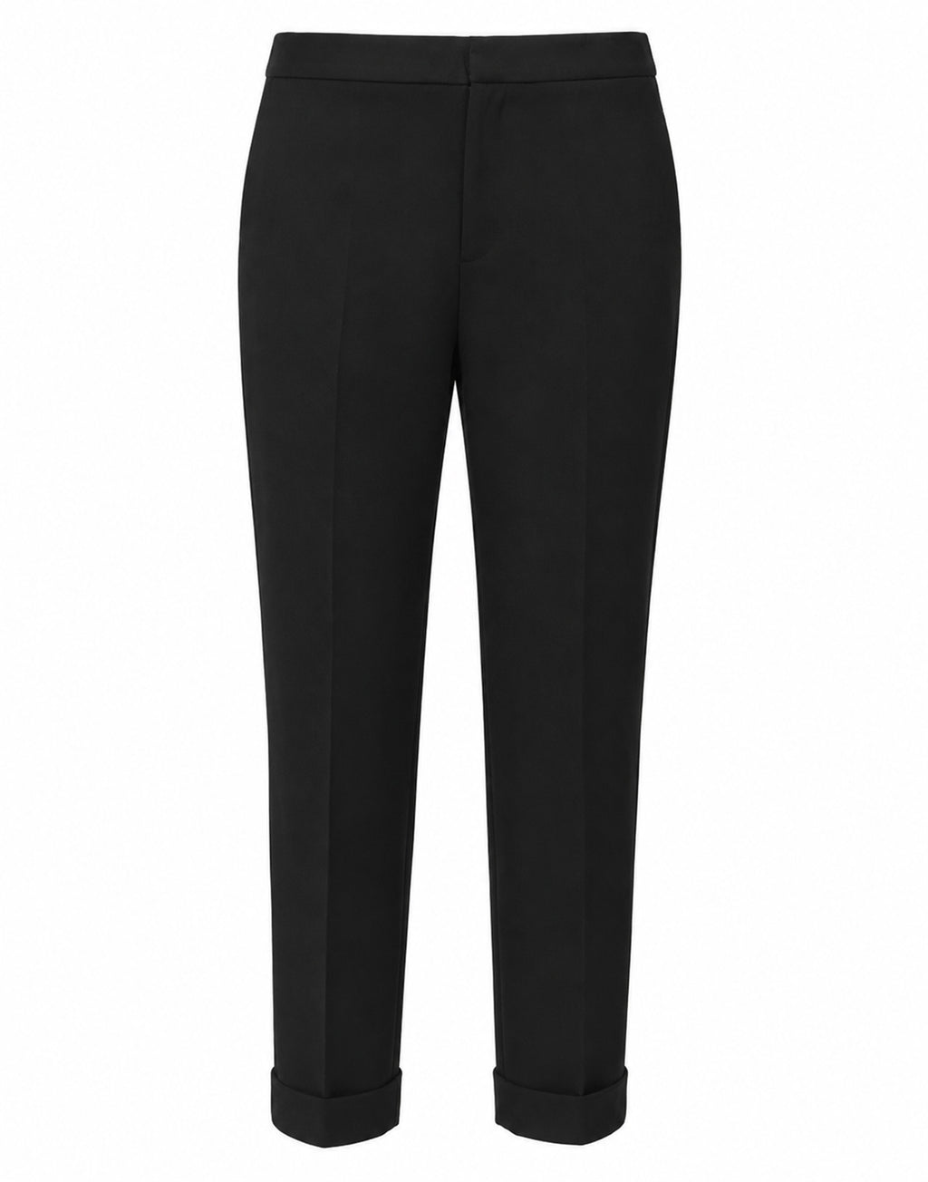 Pantalone a Sigaretta con Risvolto in Doppio Crepe Stretch Nero
