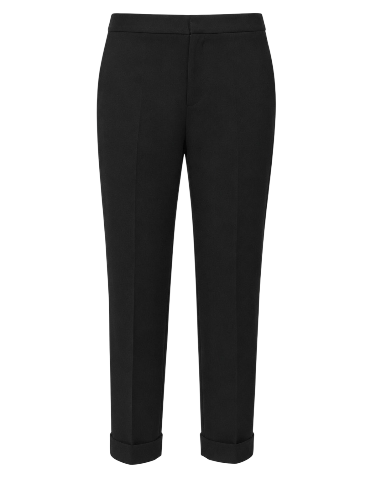 Pantalon cigarette à revers en double crêpe stretch noir