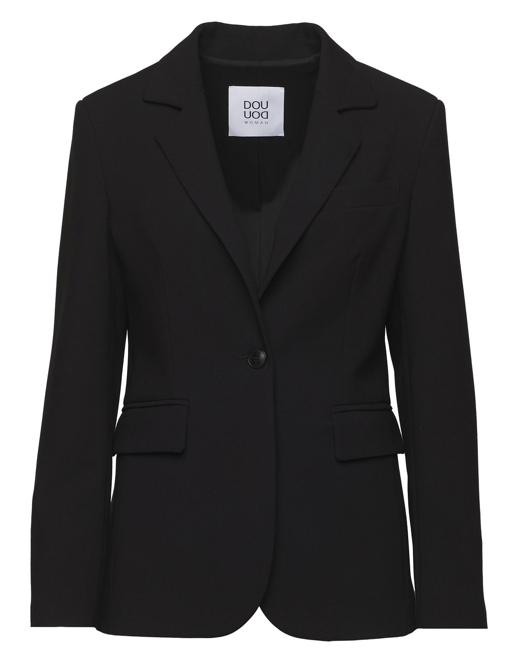Giacca Monopetto Sfiancata in Doppio Crepe Stretch Nero