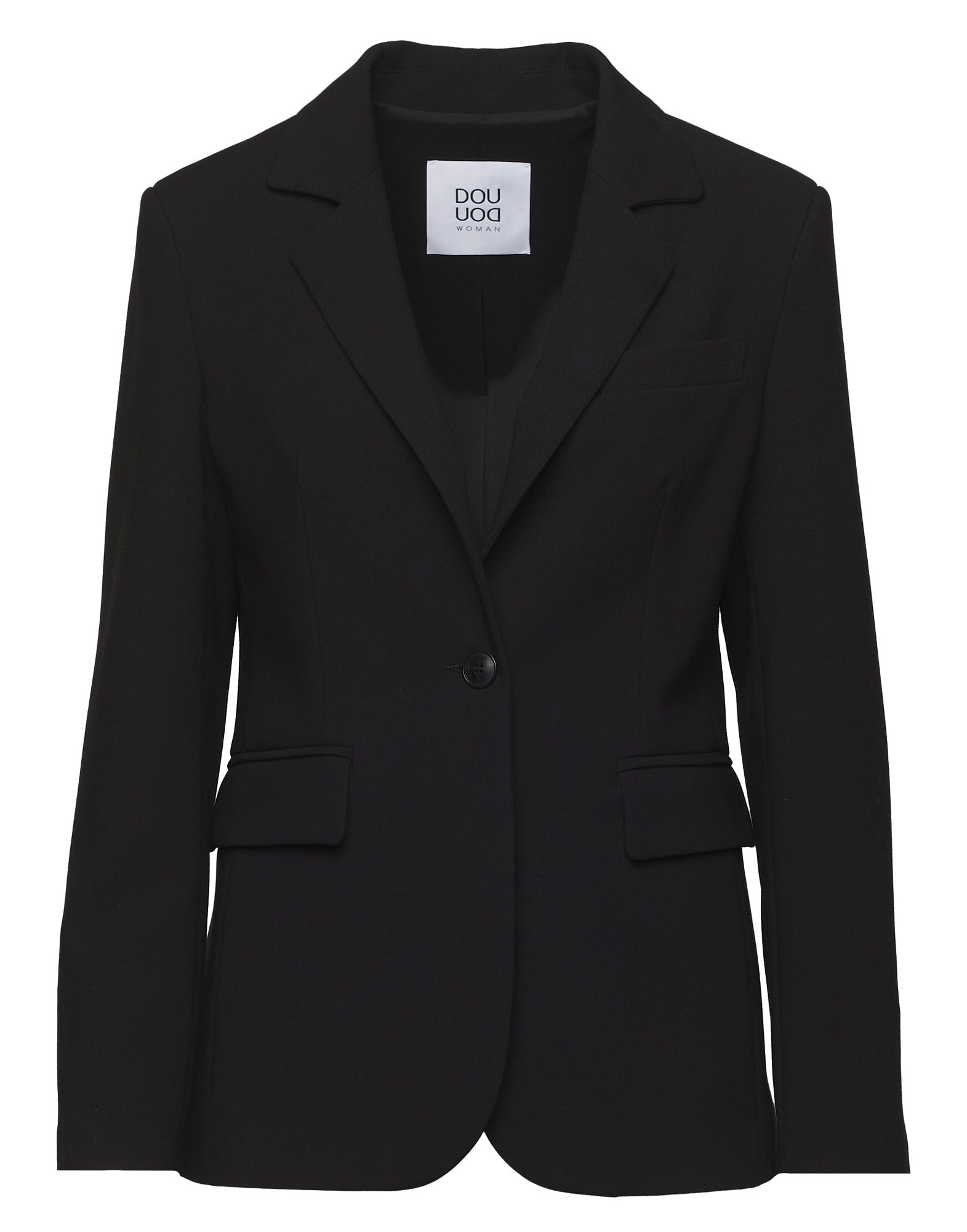 Giacca Monopetto Sfiancata in Doppio Crepe Stretch Nero