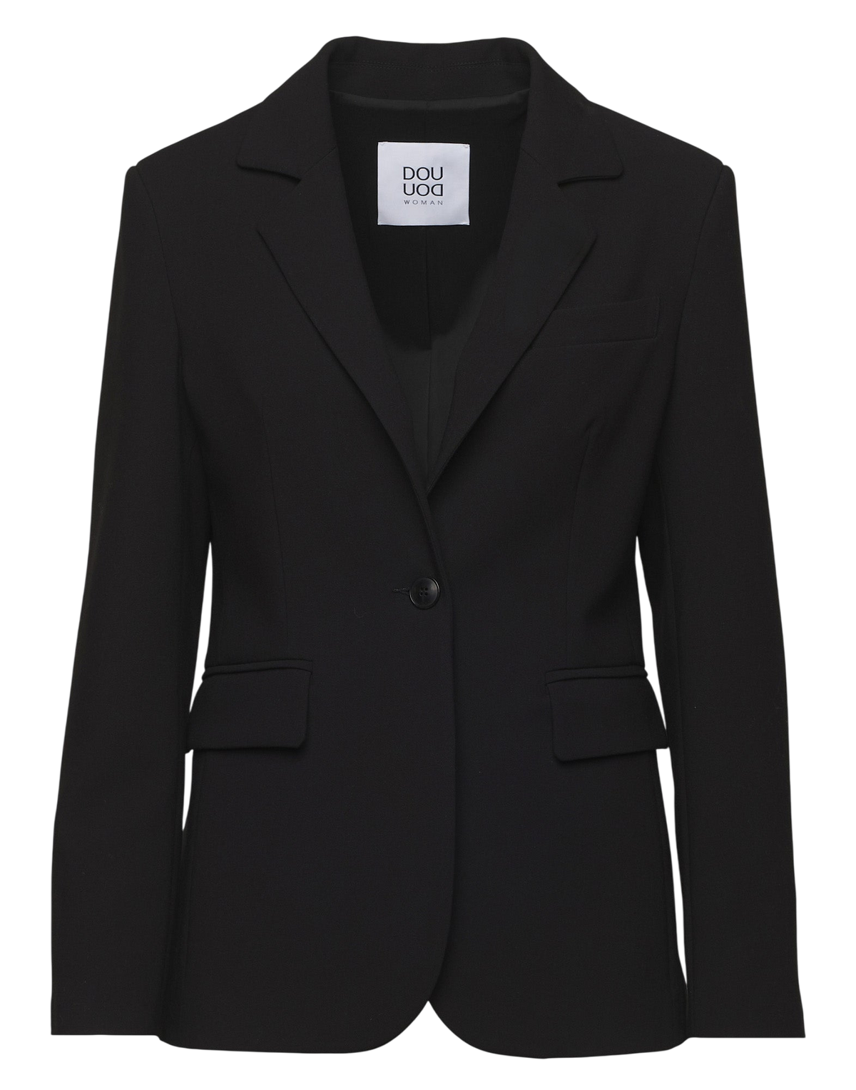 Veste droite cintrée en double crêpe stretch noir