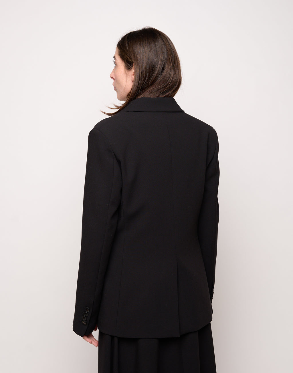 Giacca Monopetto Sfiancata in Doppio Crepe Stretch Nero