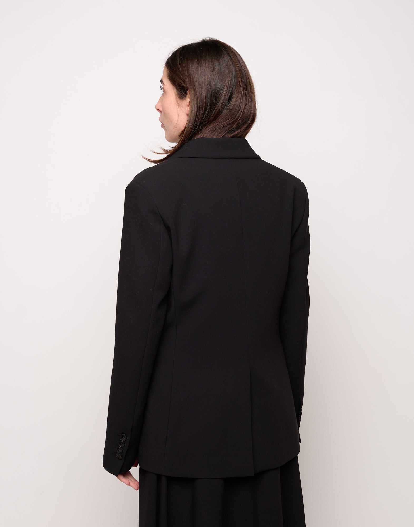 Giacca Monopetto Sfiancata in Doppio Crepe Stretch Nero
