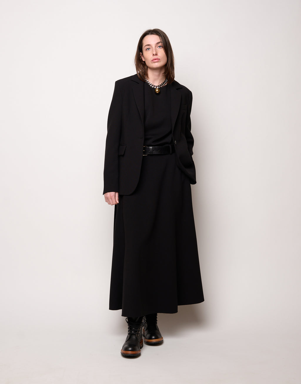 Giacca Monopetto Sfiancata in Doppio Crepe Stretch Nero