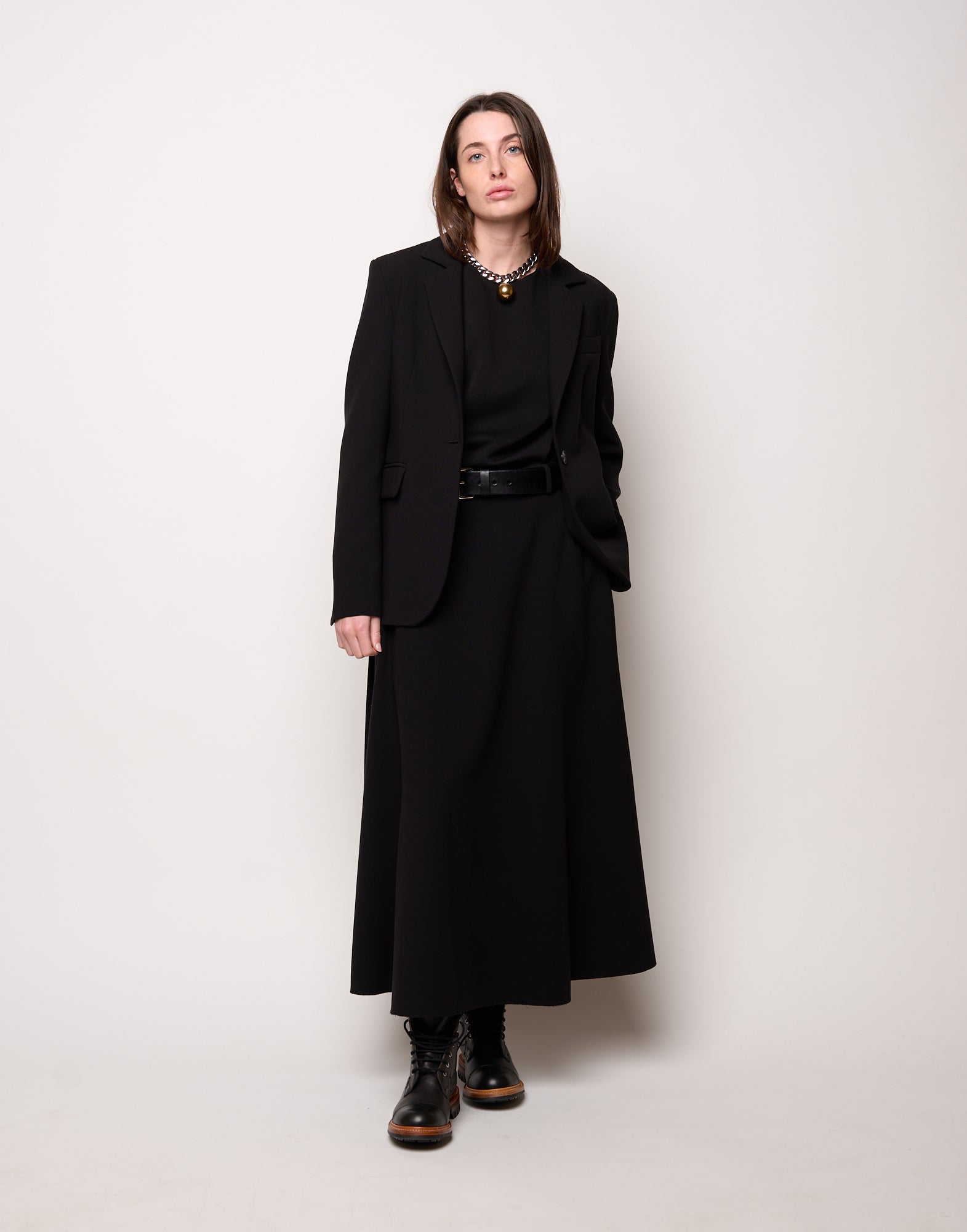 Giacca Monopetto Sfiancata in Doppio Crepe Stretch Nero