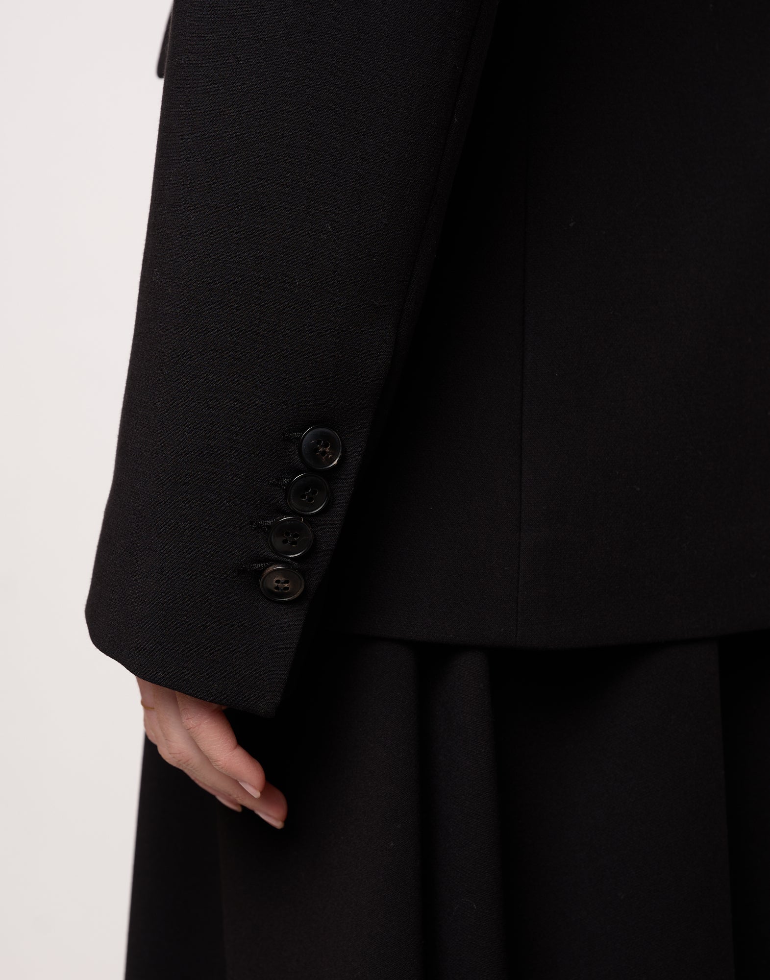 Giacca Monopetto Sfiancata in Doppio Crepe Stretch Nero