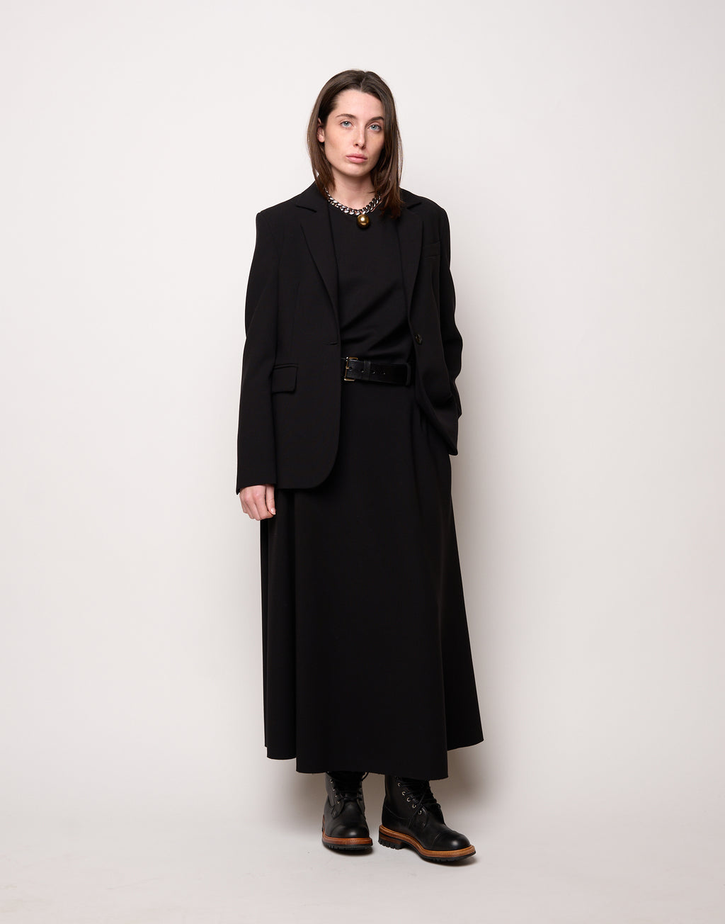 Giacca Monopetto Sfiancata in Doppio Crepe Stretch Nero
