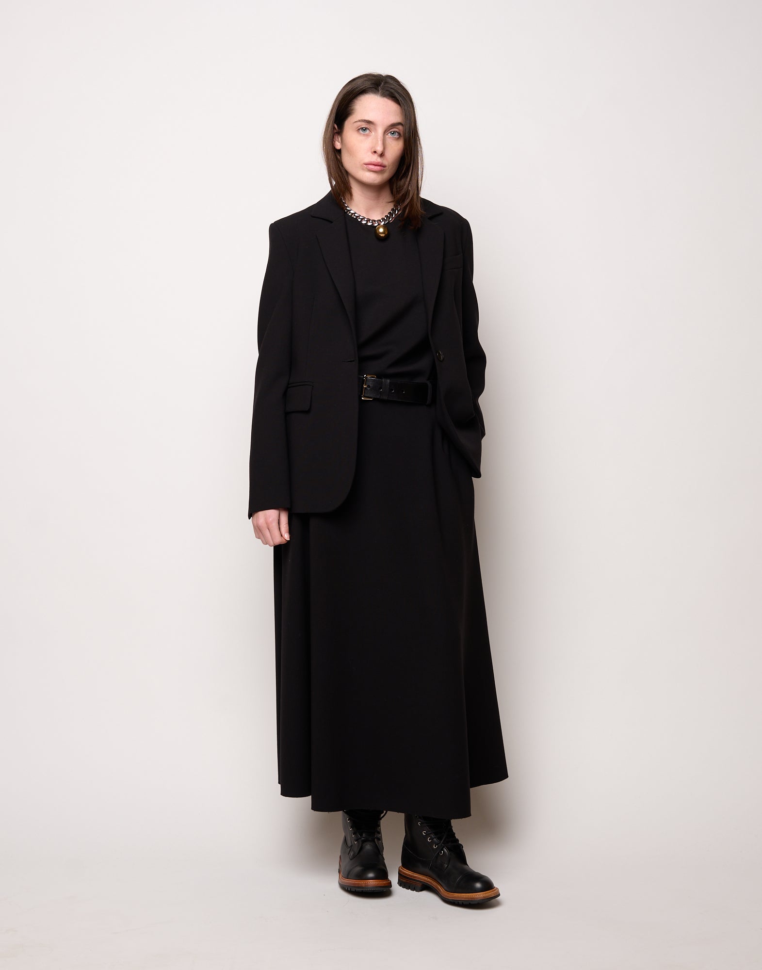 Giacca Monopetto Sfiancata in Doppio Crepe Stretch Nero