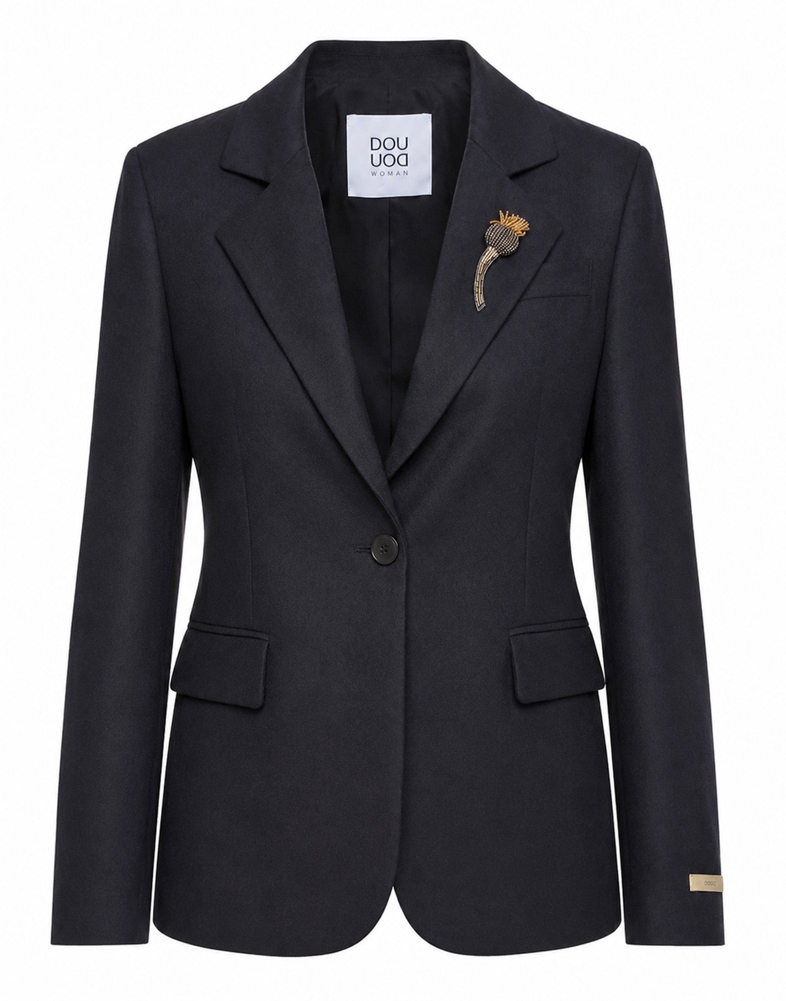 Giacca Monopetto in Flanella Stretch Blu Abisso