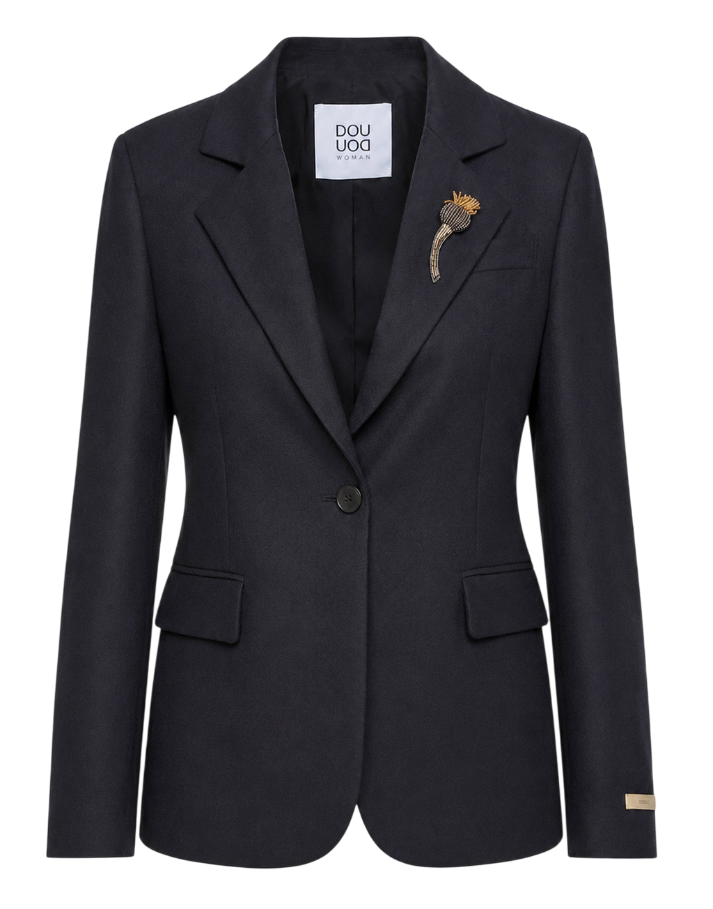 Veste simple boutonnage en flanelle stretch bleu abysse
