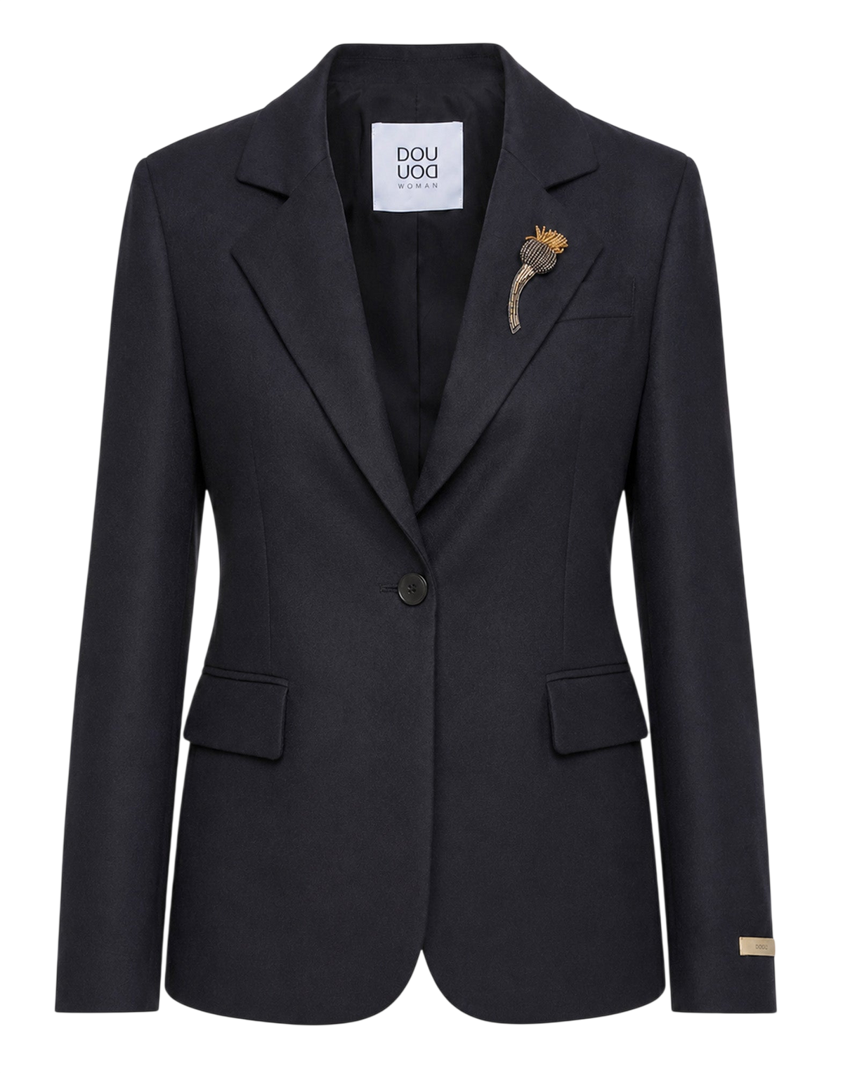 Veste simple boutonnage en flanelle stretch bleu abysse