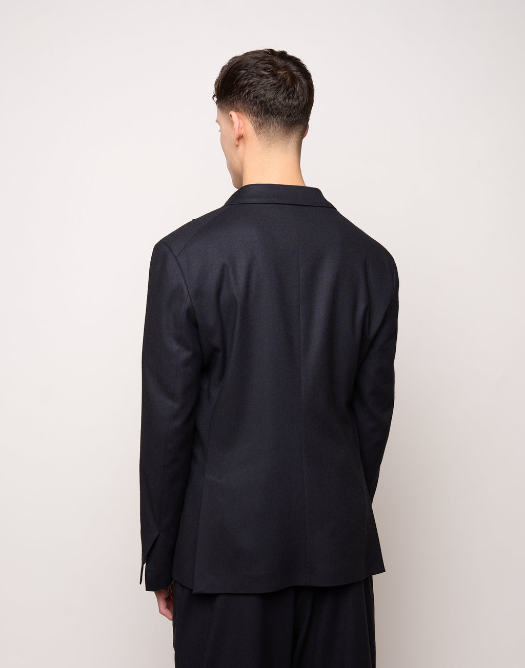 Giacca Monopetto Genderless in Flanella Stretch Blu Abisso
