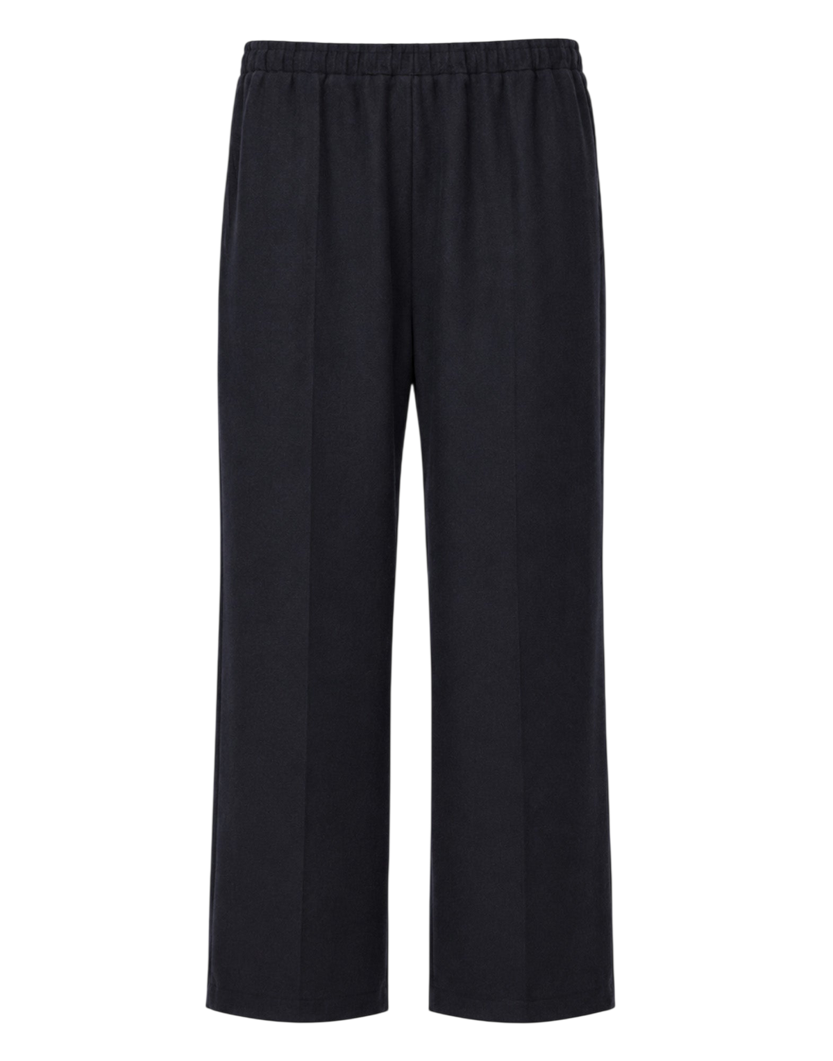Pantalon Japonais Genderless à Taille Élastique en Flanelle Stretch Bleu Abysse
