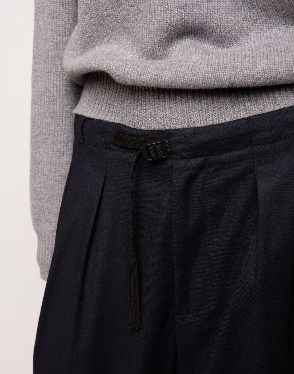 Pantalone Genderless con Cintura in Vita in Flanella Stretch Blu Abisso