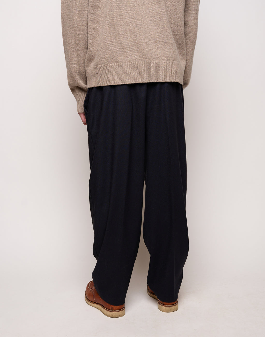 Pantalone Genderless con Cintura in Vita in Flanella Stretch Blu Abisso