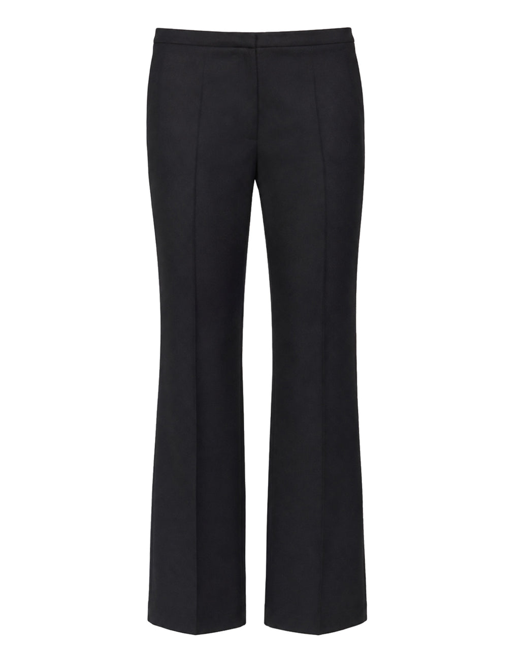 Pantalone Flair con Piega Stirata in Flanella Stretch Blu Abisso