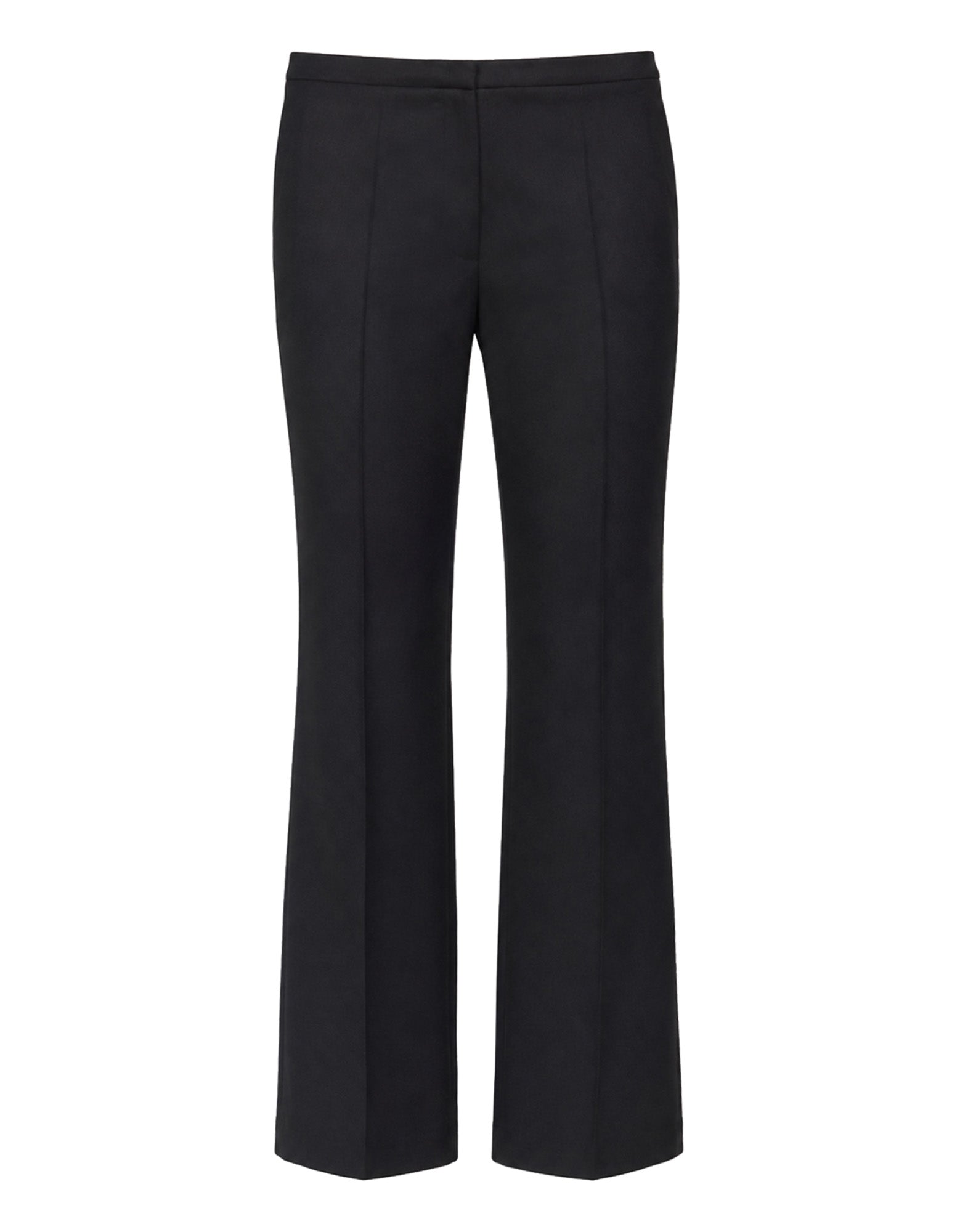 Pantalone Flair con Piega Stirata in Flanella Stretch Blu Abisso