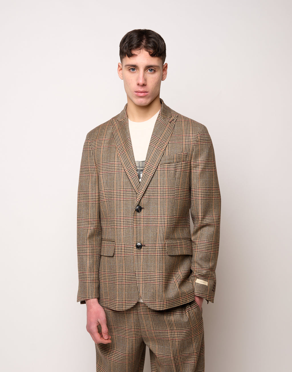 Veste unisexe simple boutonnage en Prince de Galles