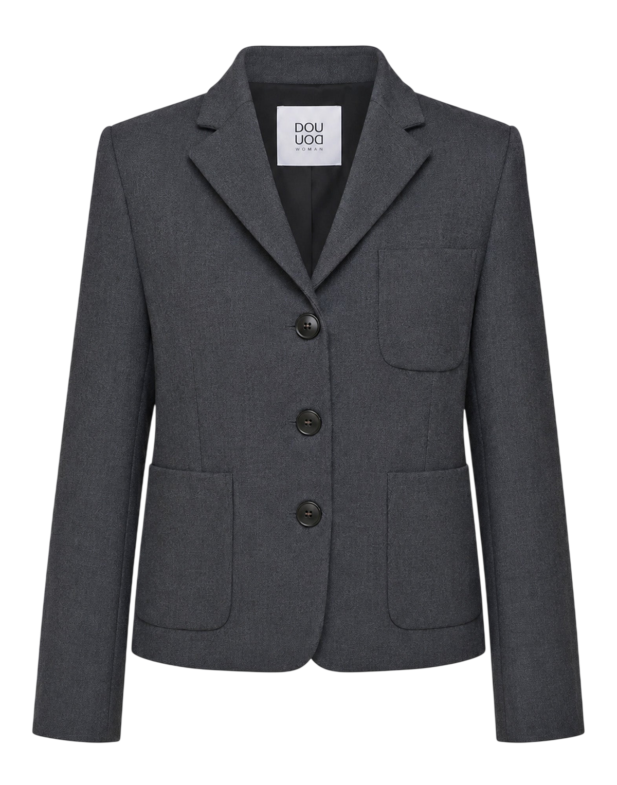 Anthracite Short Jacket with Lapel Collar