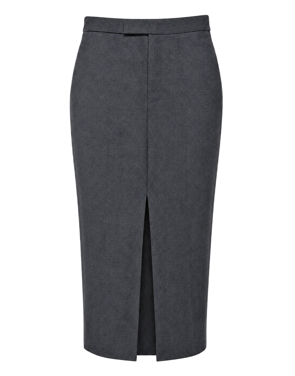 Jupe midi fendue en double twill stretch anthracite
