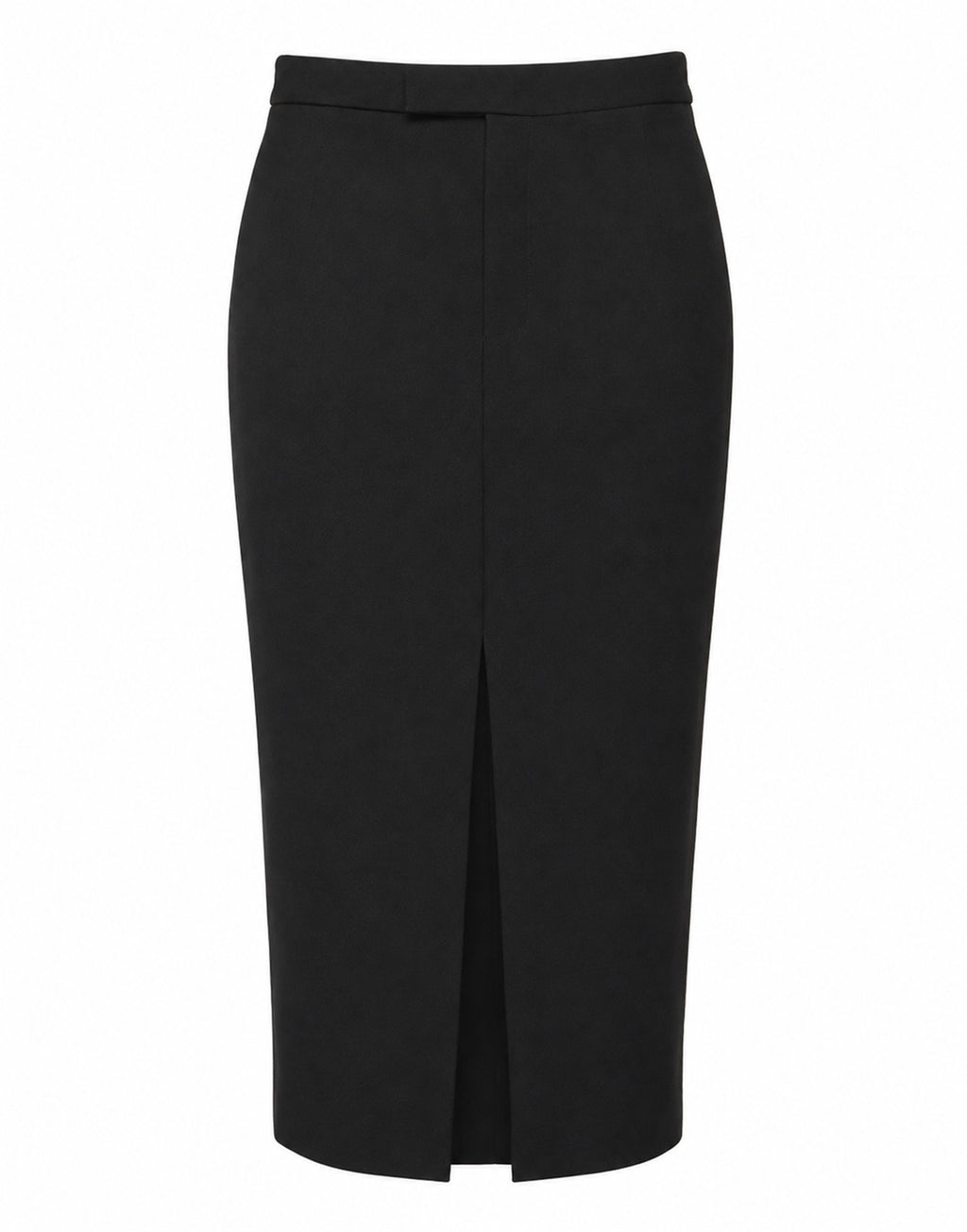 Longuette con Spacco in Doppio Twill Stretch Nero