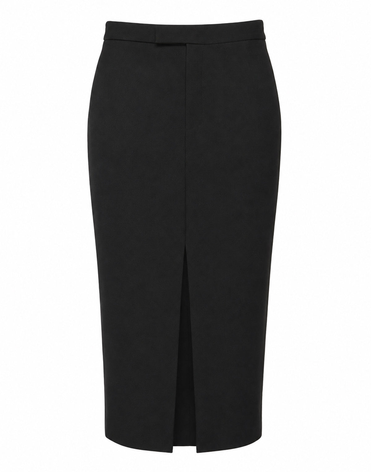 Longuette con Spacco in Doppio Twill Stretch Nero