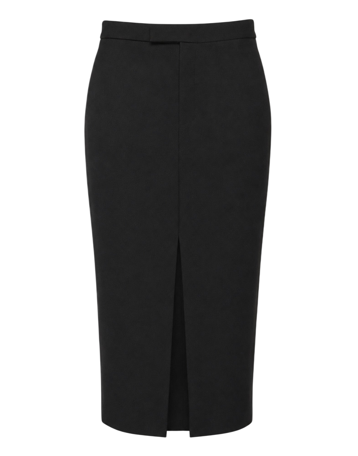 Jupe midi fendue en double twill stretch noir
