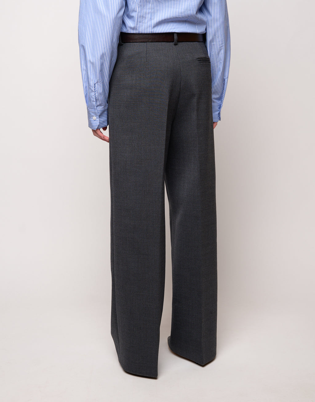 Men's Wide-Leg Trousers in Anthracite Double Stretch Twill